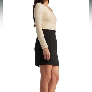 NEW Dress the Population Chante Long Sleeve Mini Dress Size XL NWT